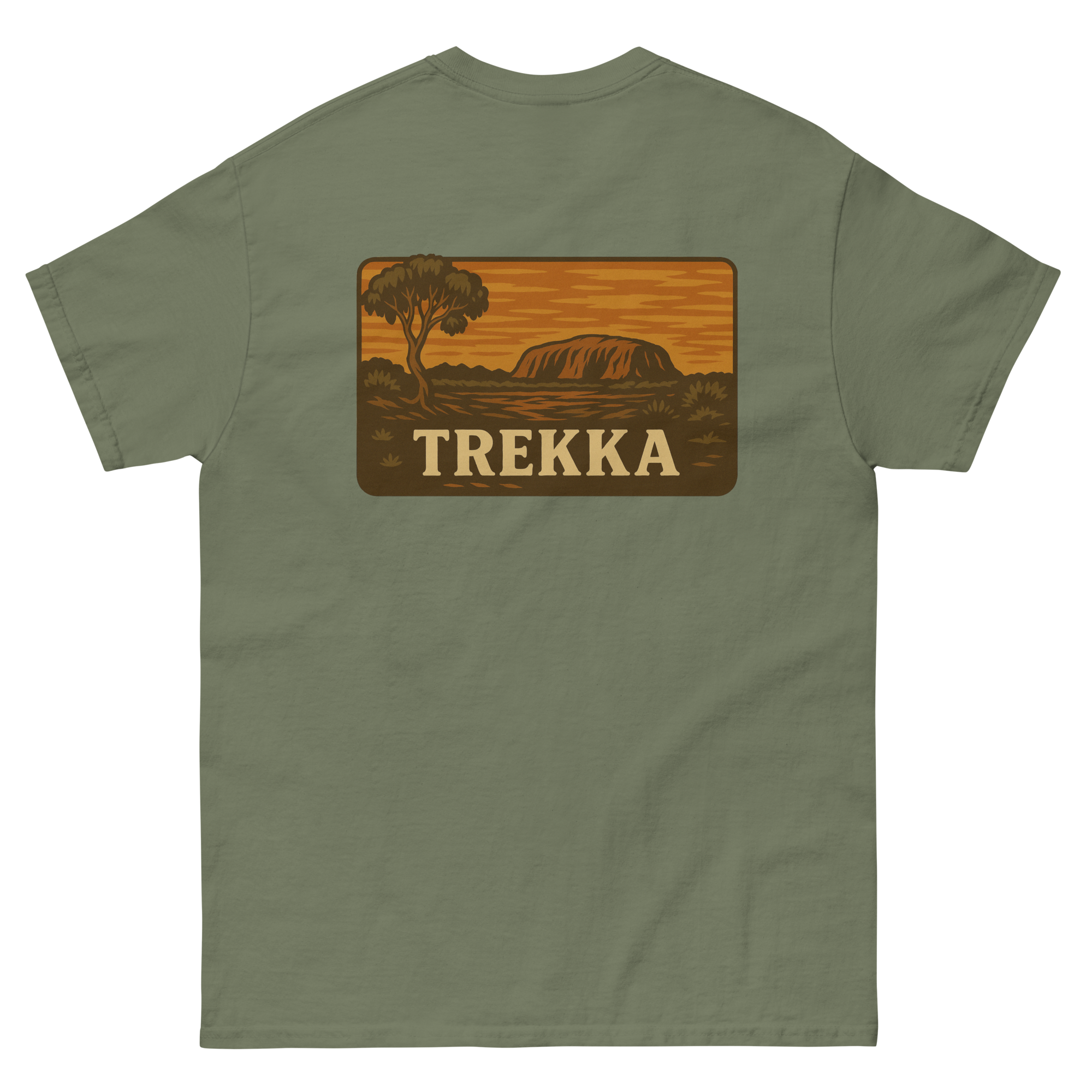 Trekka uluru sun tee military green back